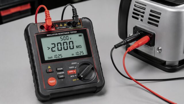 e-check.nrw – Ein Elektroprüfgerät bei der Messprüfung nach DGUV V3.