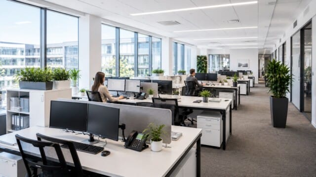 e-check.nrw – Ein Grßraumbüro mir mehreren Arbeitsplätzen und Personal-