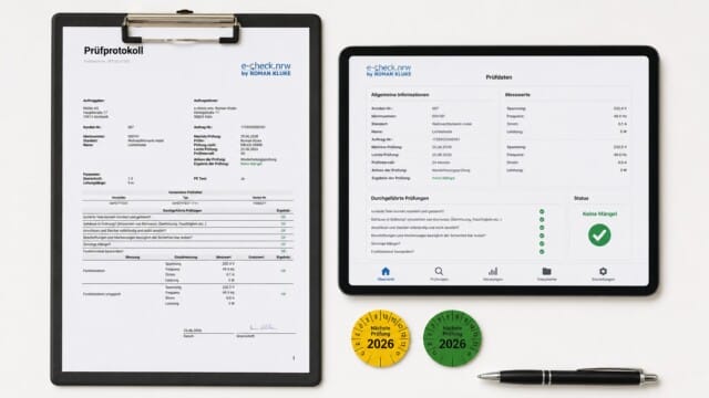 e-check.nrw – Dokumentation einer Prüfung nach DGUV V3.