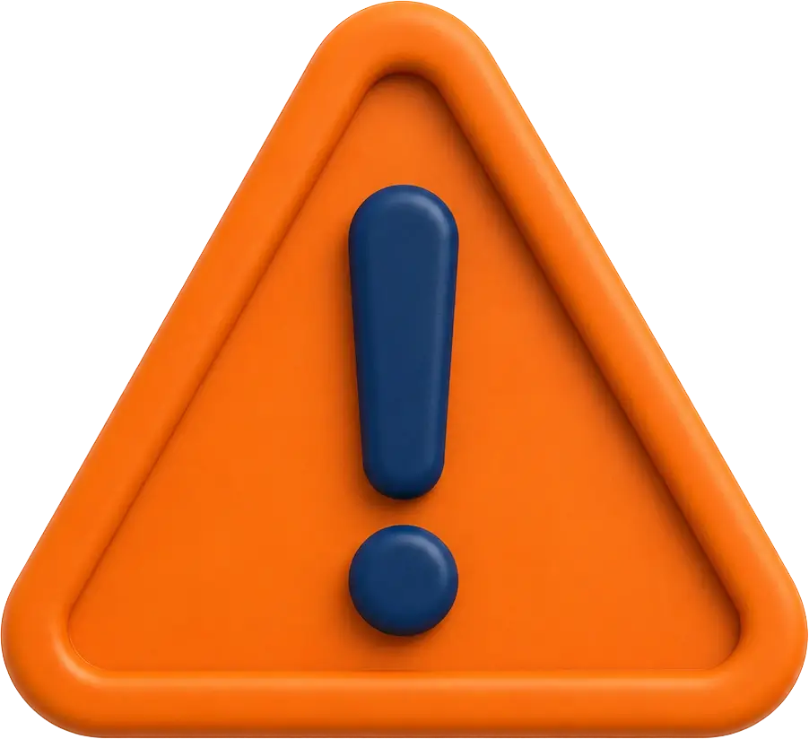 e-check.nrw – Ein orangefarbenes Warndreieck mit dunklem Ausrufungszeichen.